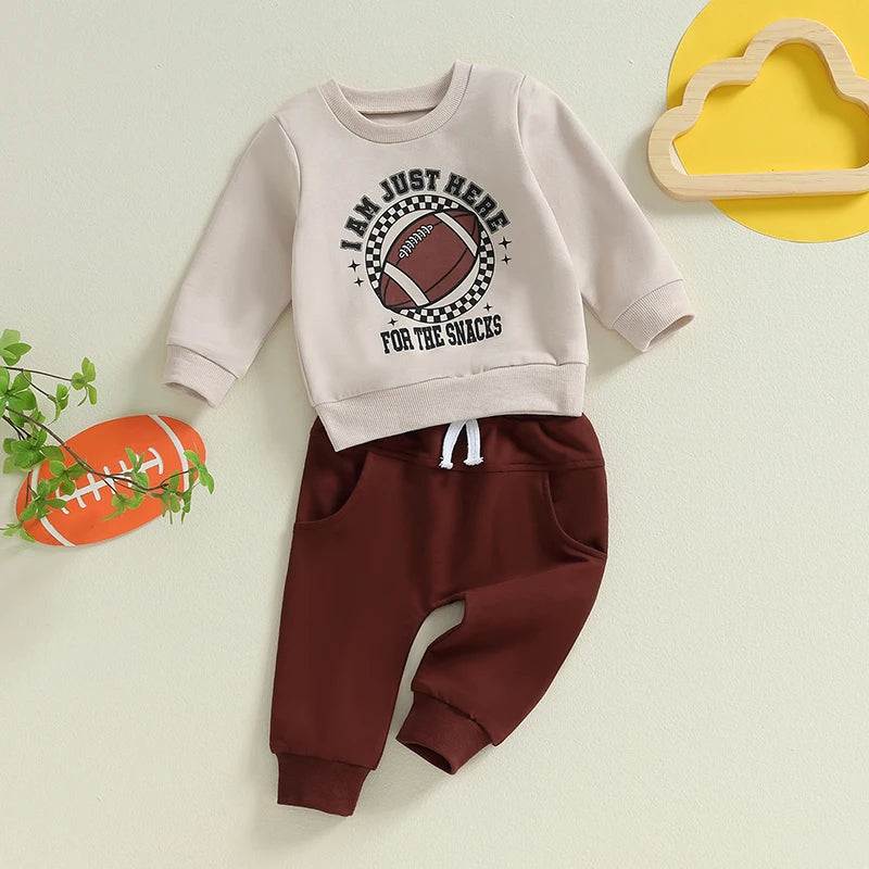 Baby Boy Outfits Football Print Sweatshirt