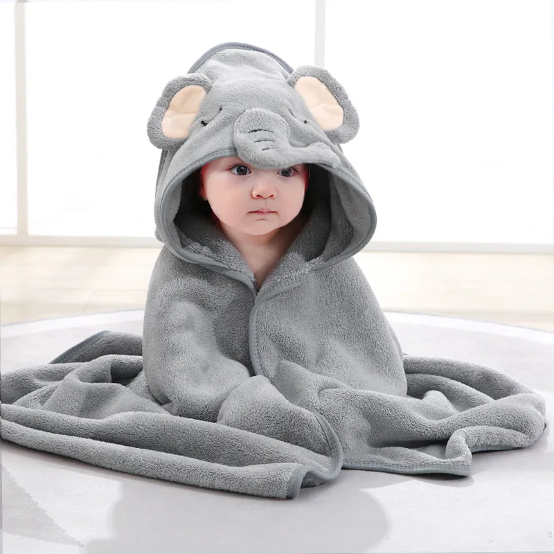 Cartoon Animal Baby Bath Towels Soft Newborn Hooded