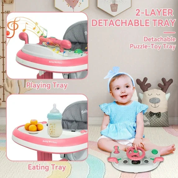 5 in 1 Baby Infant Walker Anti-Rollover Walker with Learning Toy
