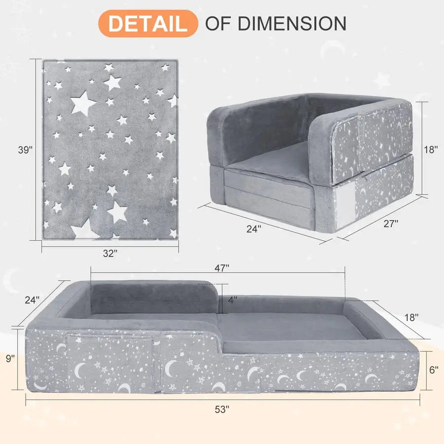 Toddler Travel Bed, 2 in 1 Foldable Toddler Bed Sofa Chair