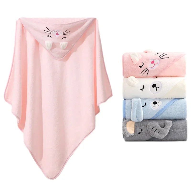 Cartoon Animal Baby Bath Towels Soft Newborn Hooded