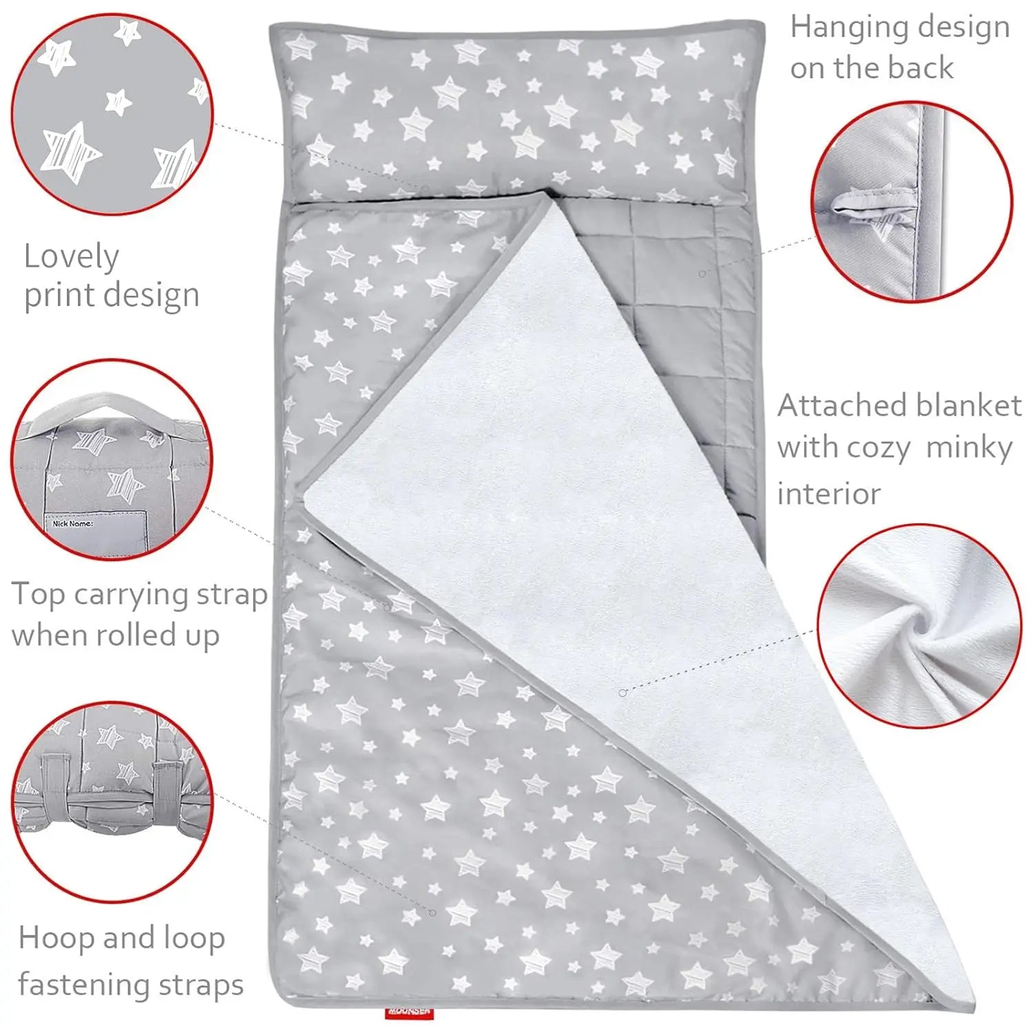 Soft Toddler Nap Mat with Pillow & Fleece Blanket