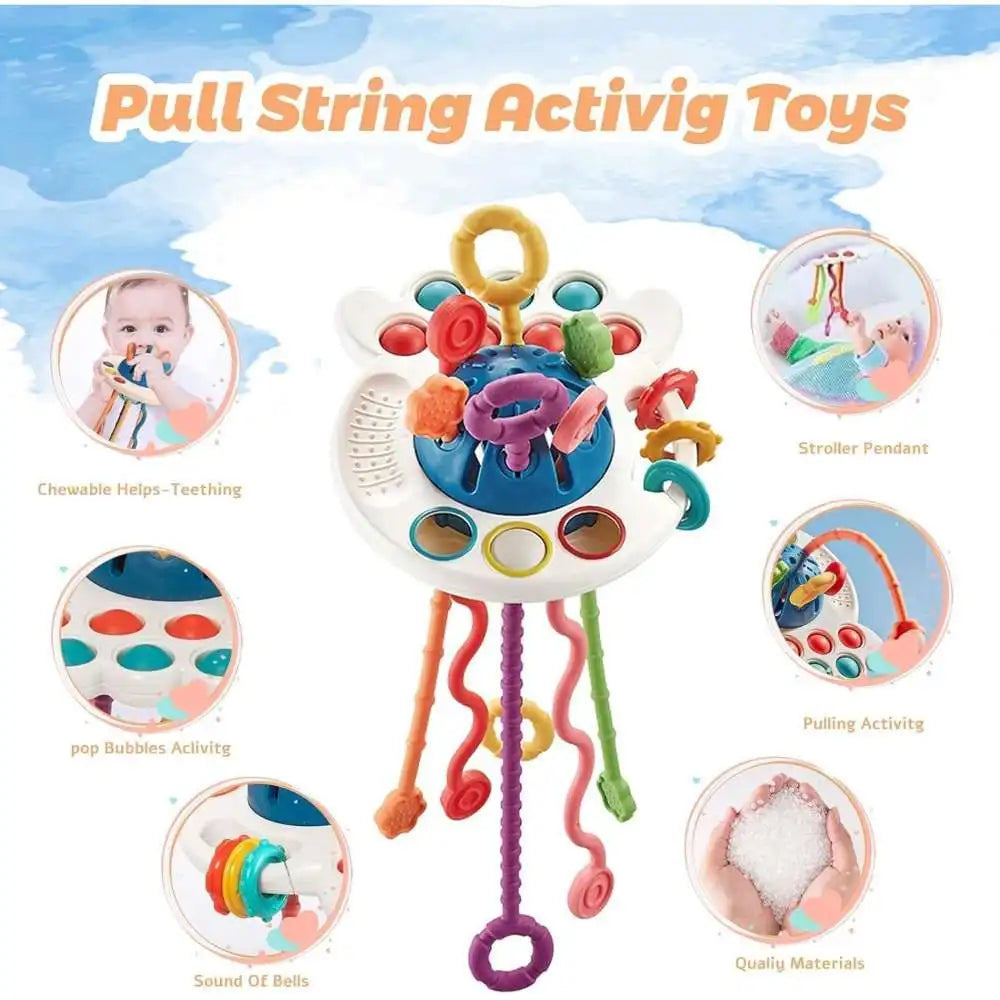 Pull String Teether, Analog Cell Phone, Sensory Shapes Simulation Remote Control