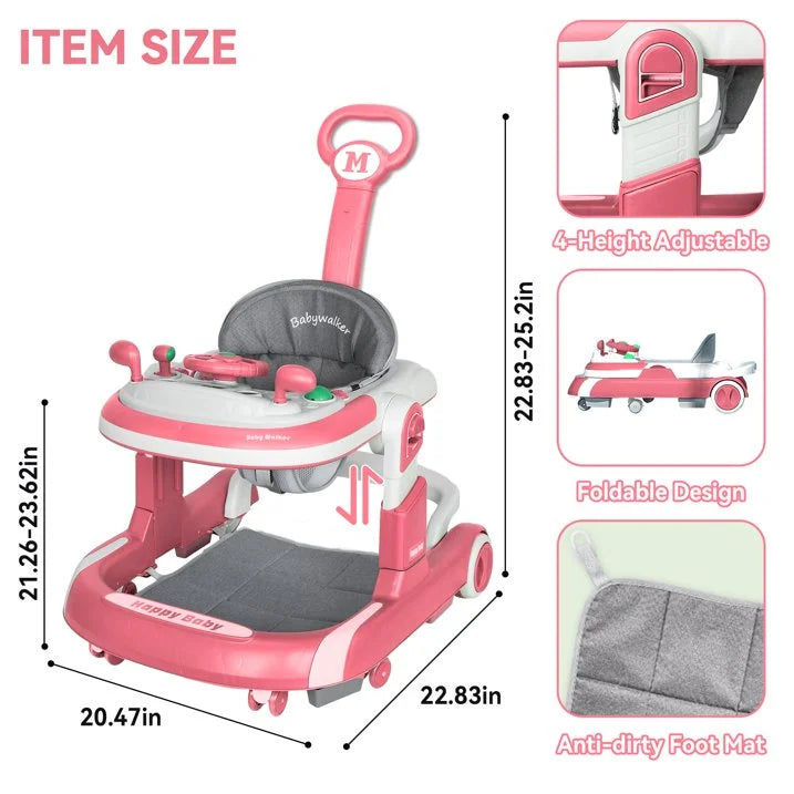 5 in 1 Baby Infant Walker Anti-Rollover Walker with Learning Toy