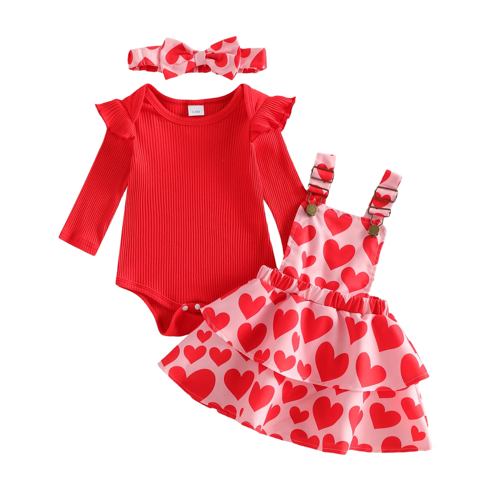 3Pcs Baby Girl Valentine s Day Outfit