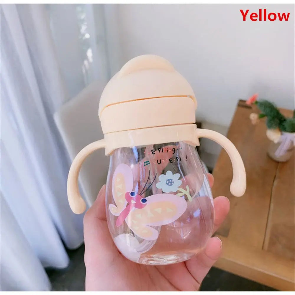250ML Cartoon Pattern Outdoor Child Drinking Bottle with Straw