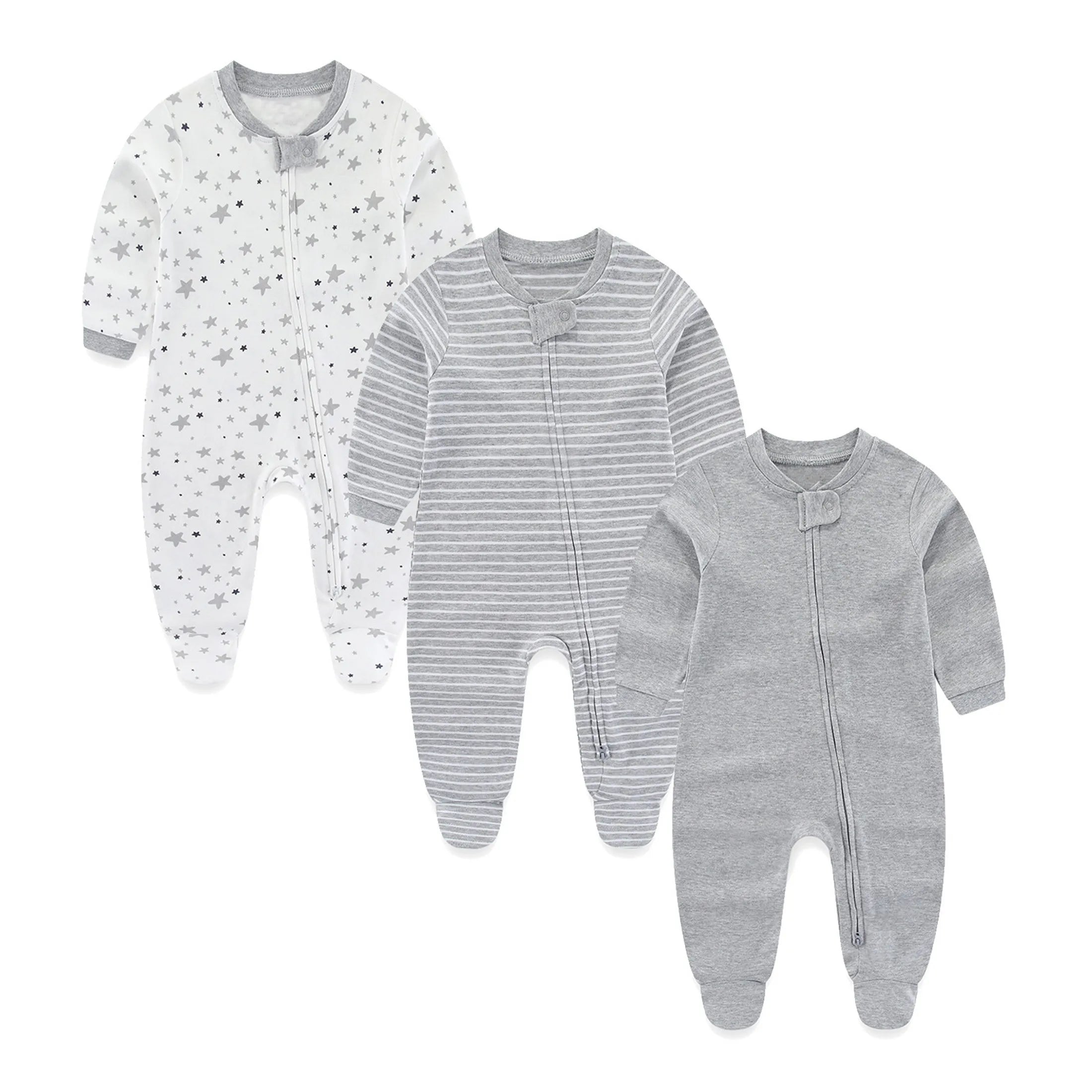 3 Pcs/lot Autumn Winter Solid Zipper Baby jumpers