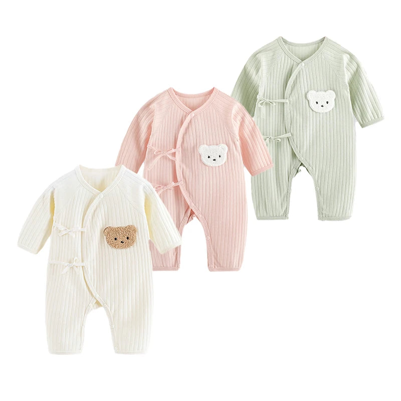 Cartoon Bear Baby Romper Spring Autumn Long Sleeved Clothes