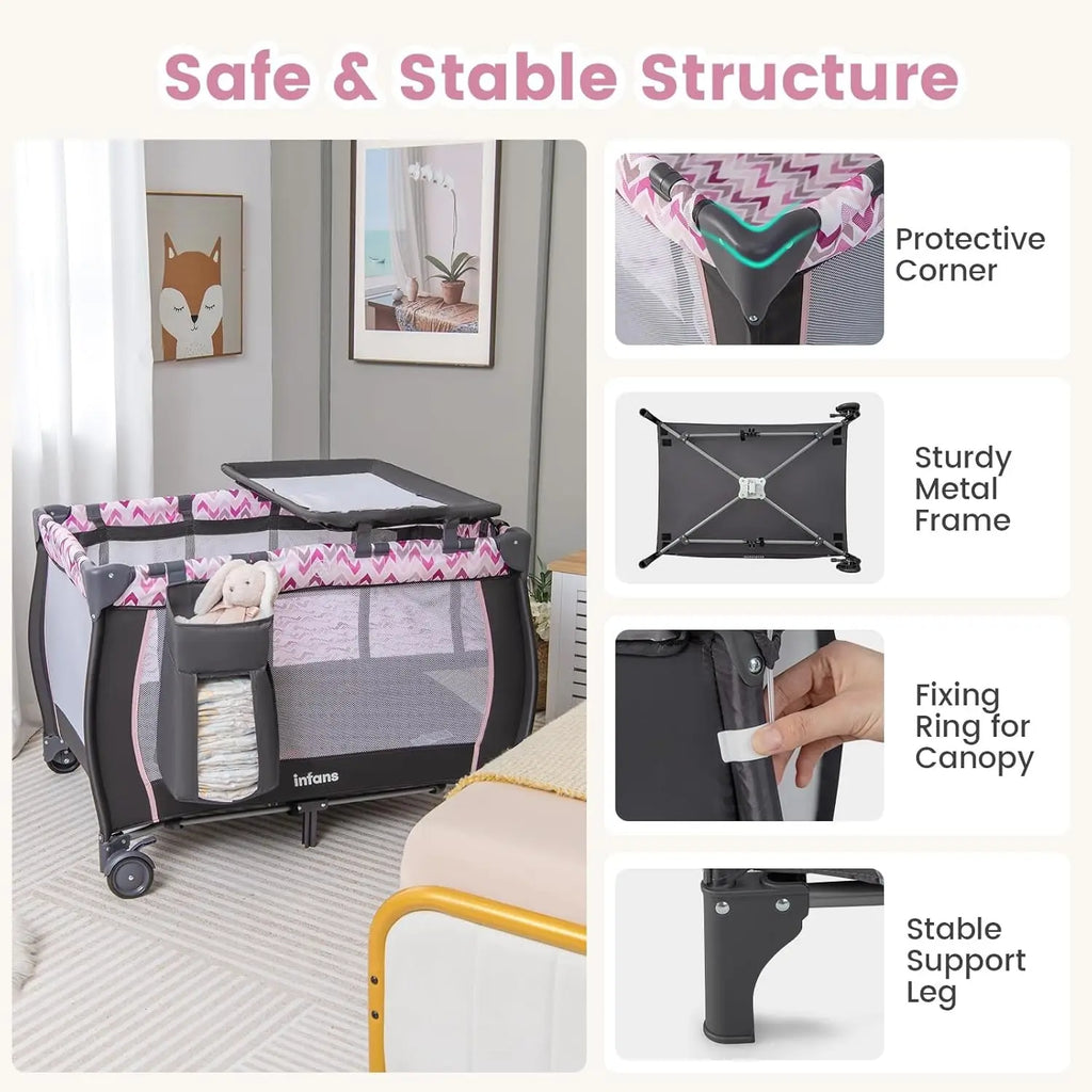 4-in-1 Portable Baby Playard with Bassinet