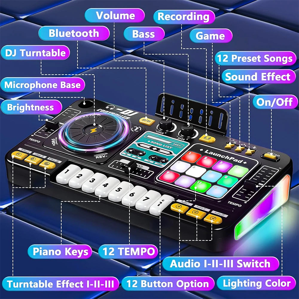 Kids Electronic DJ Music Mixer Instruments with Bluetooth