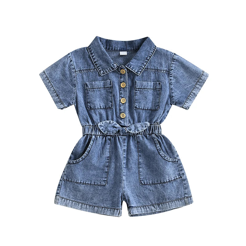 Toddler Girls Denim Overalls Shorts Short