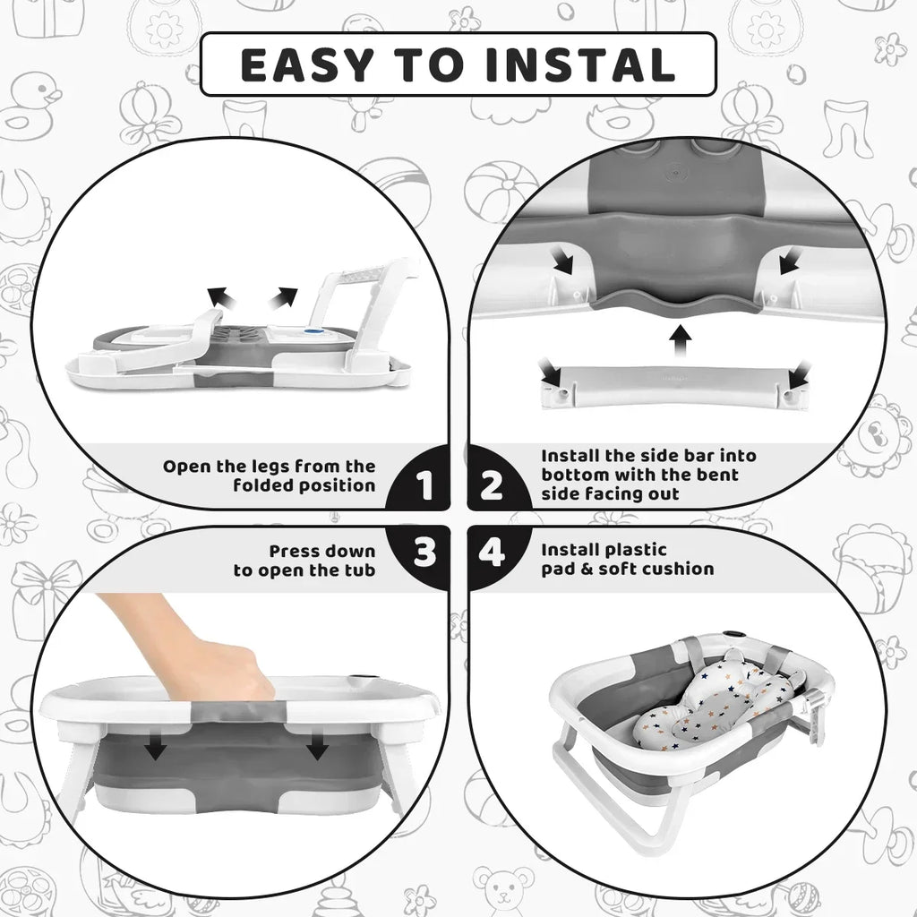 Portable Baby BathTub with Cushion