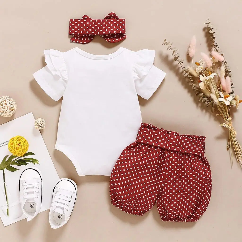 0-18 Month Newborn Baby Girls Clothes Romper 3PCS Cute Casual Set