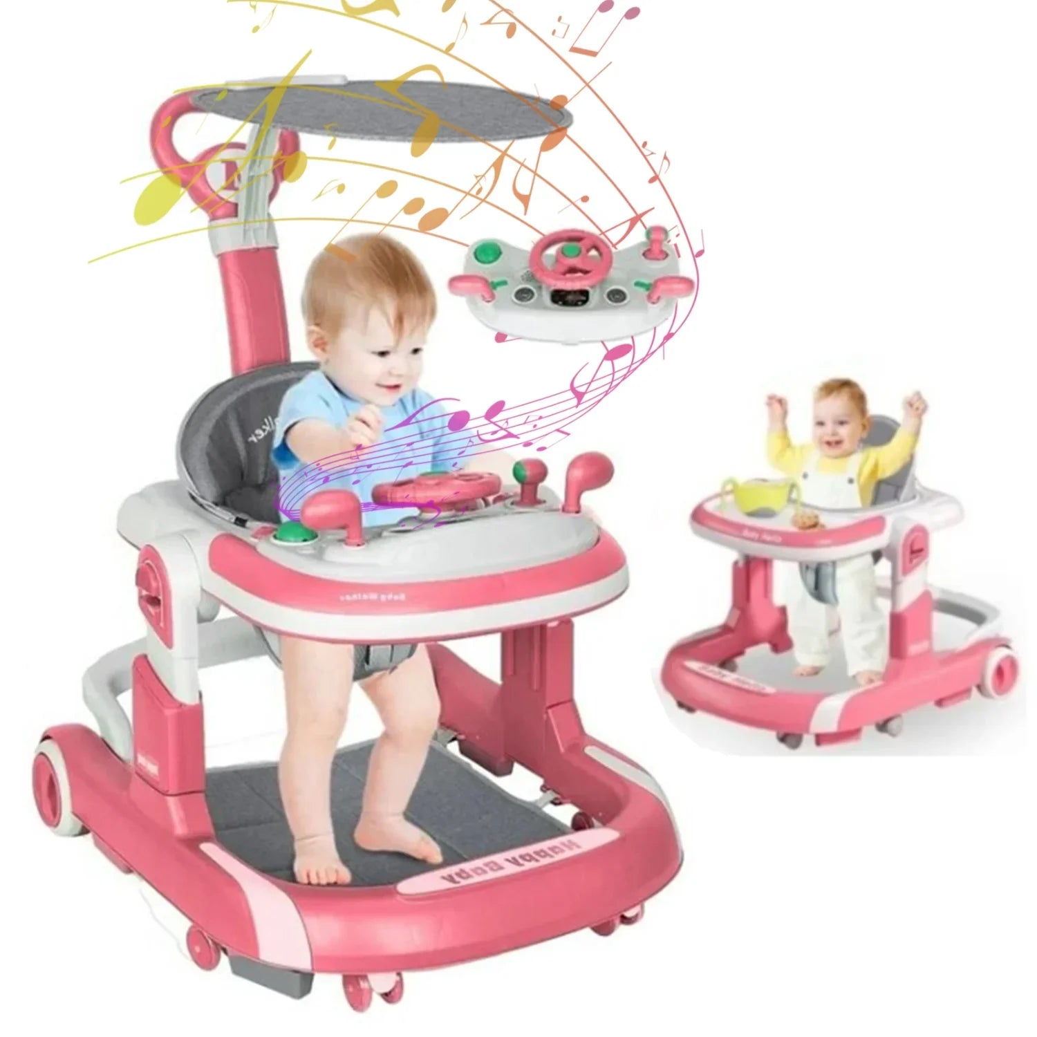 5 in 1 Baby Infant Walker Anti-Rollover Walker with Learning Toy