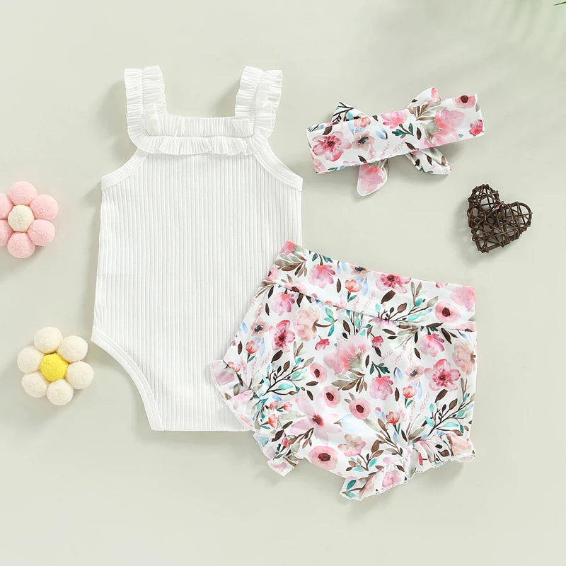 0-18M Infant Baby Girls Shorts Set
