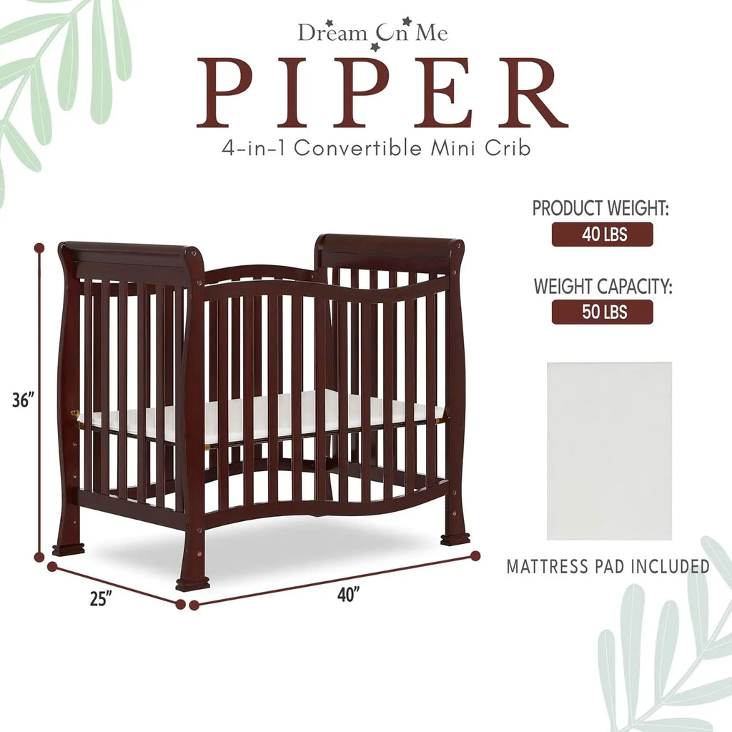 4-in-1 Convertible Mini Baby Crib with Changer & Storage