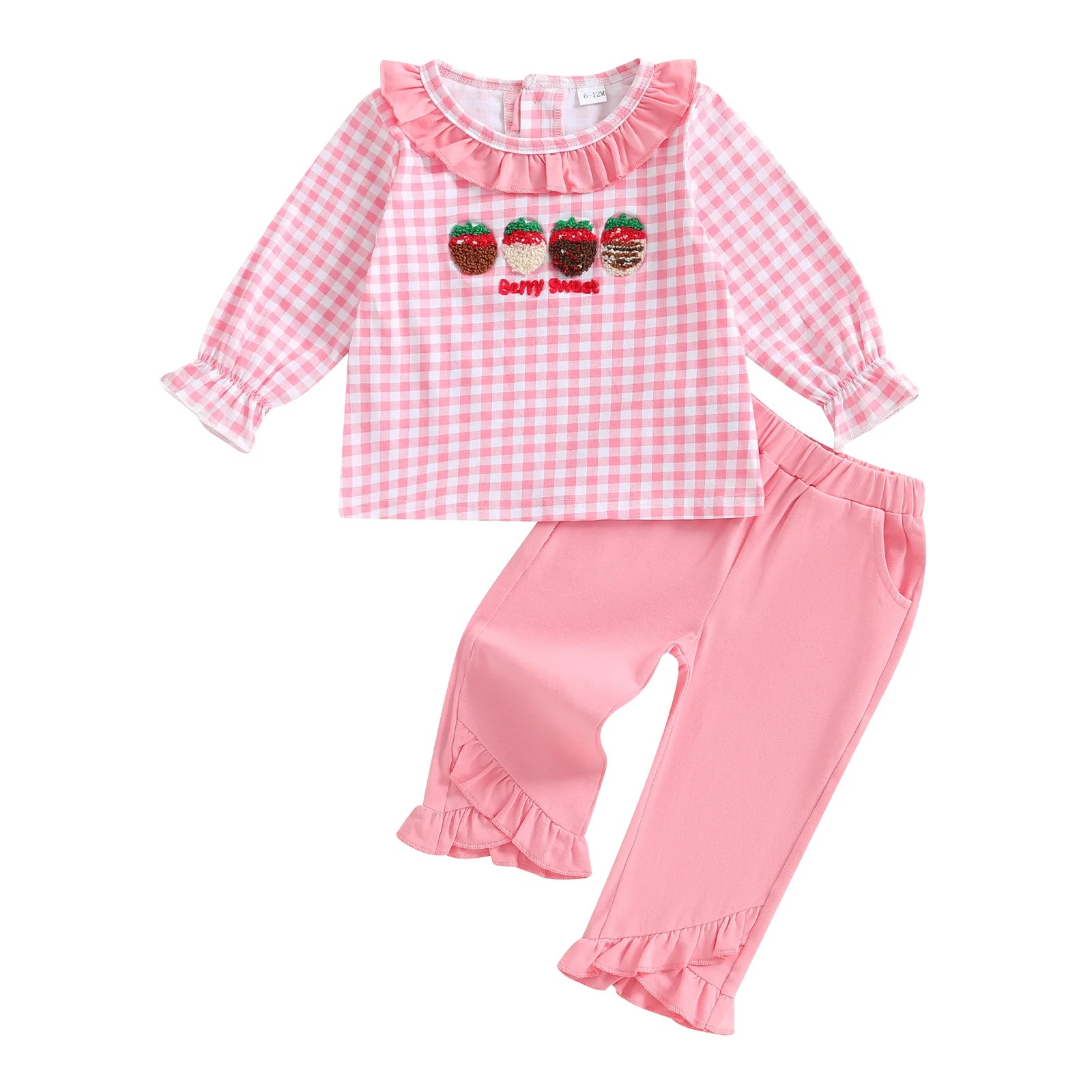 Girl Autumn Clothes Cute Apple Embroidered 2 piece