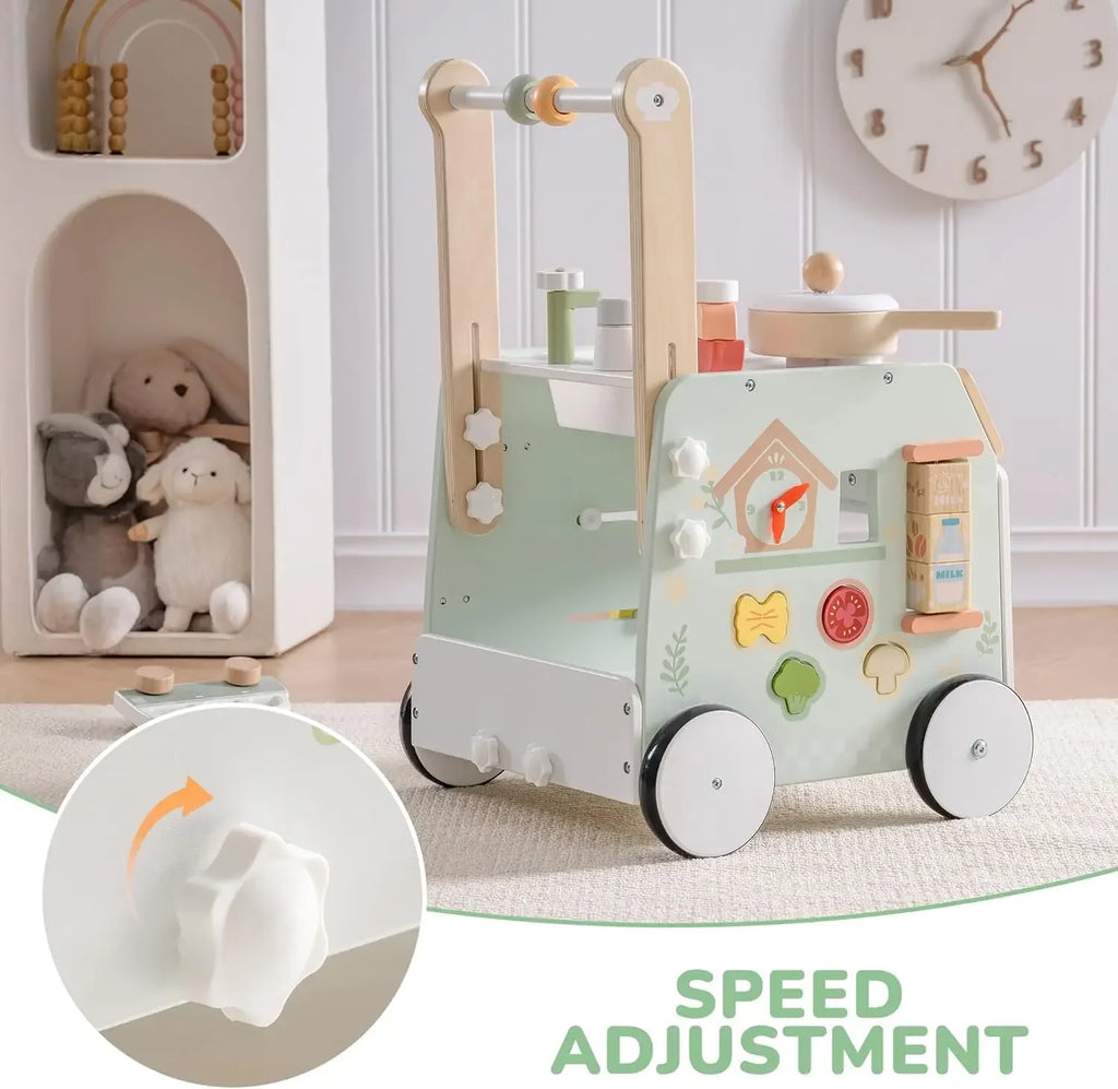 Adjustable Height Speed Wooden Baby Walker