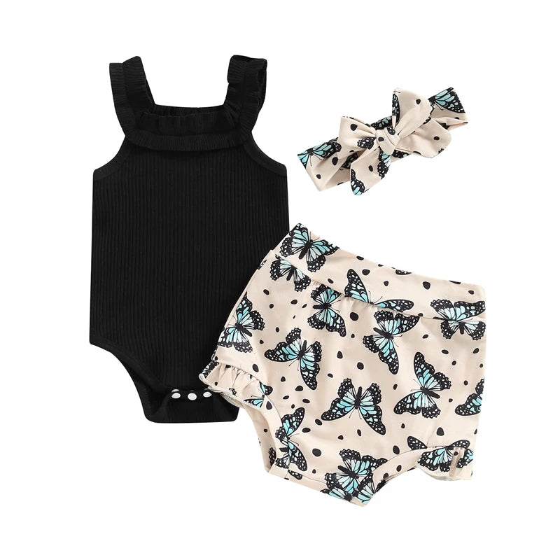 0-18M Infant Baby Girls Shorts Set