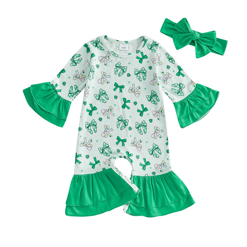 Adorable Baby Girls St Patrick s Day Shamrock Romper