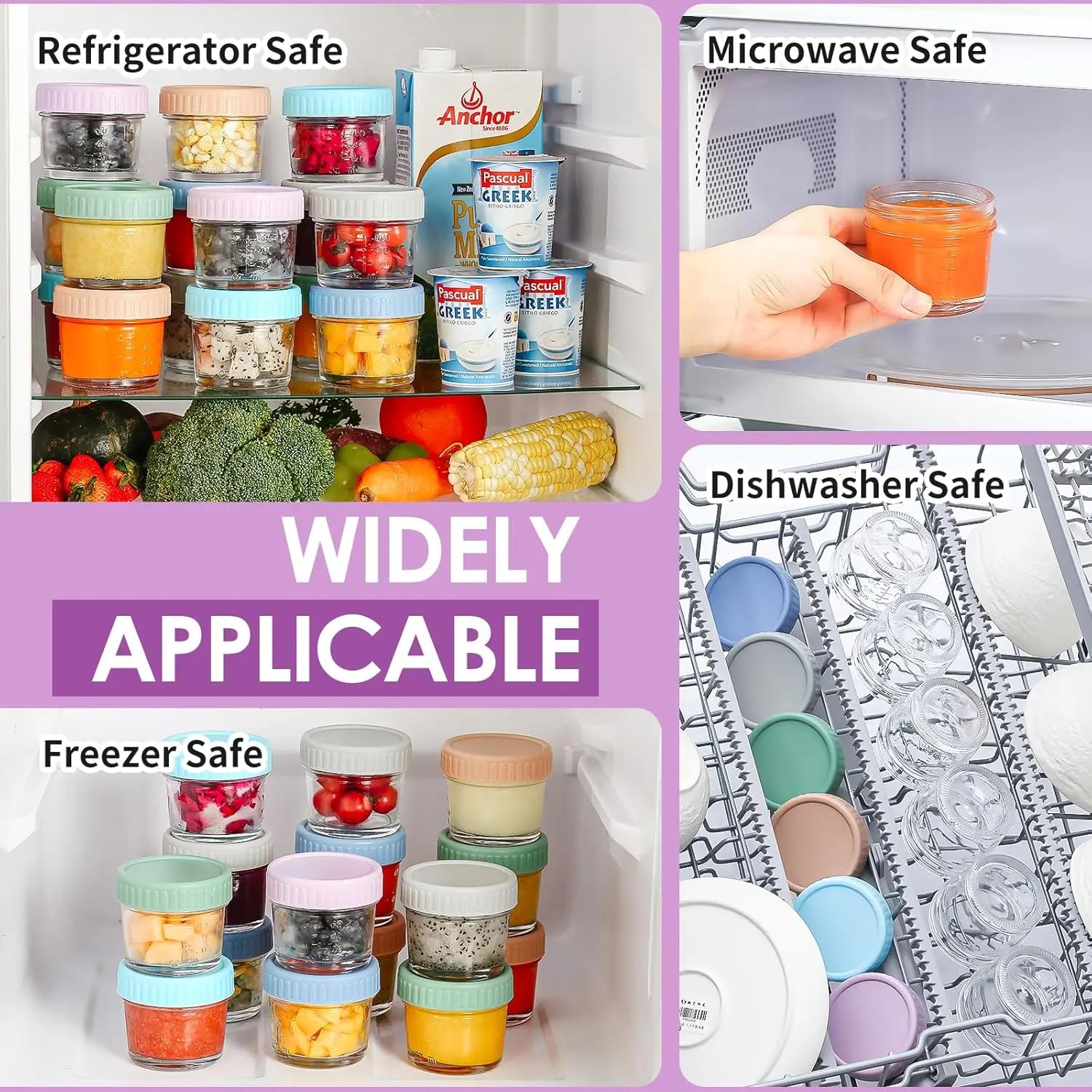 12 Pack Glass Baby Food Storage Containers