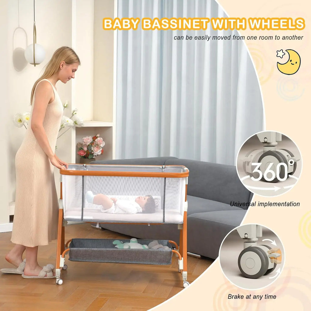 3-in-1 Adjustable Baby Bassinet with Musical Toys