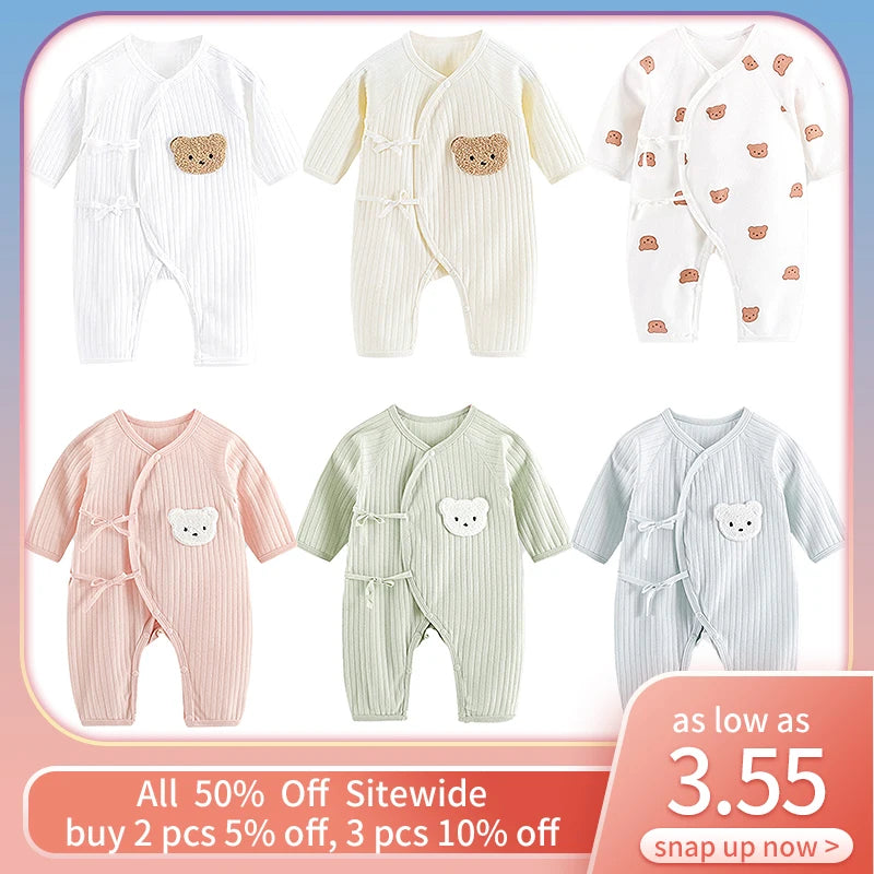 Cartoon Bear Baby Romper Spring Autumn Long Sleeved Clothes