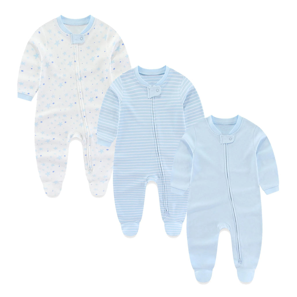 3 Pcs/lot Autumn Winter Solid Zipper Baby jumpers