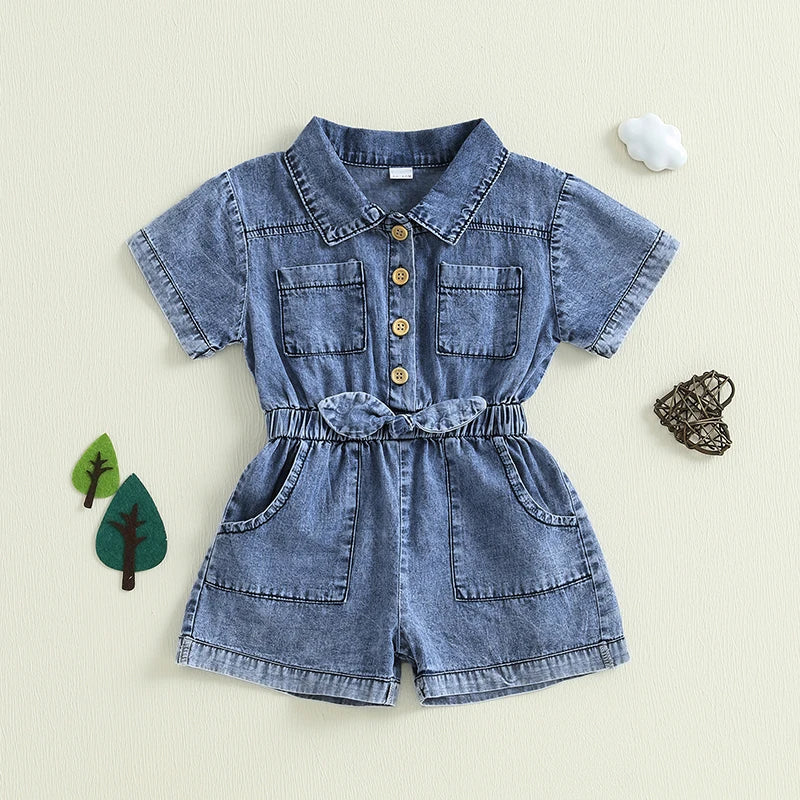 Toddler Girls Denim Overalls Shorts Short