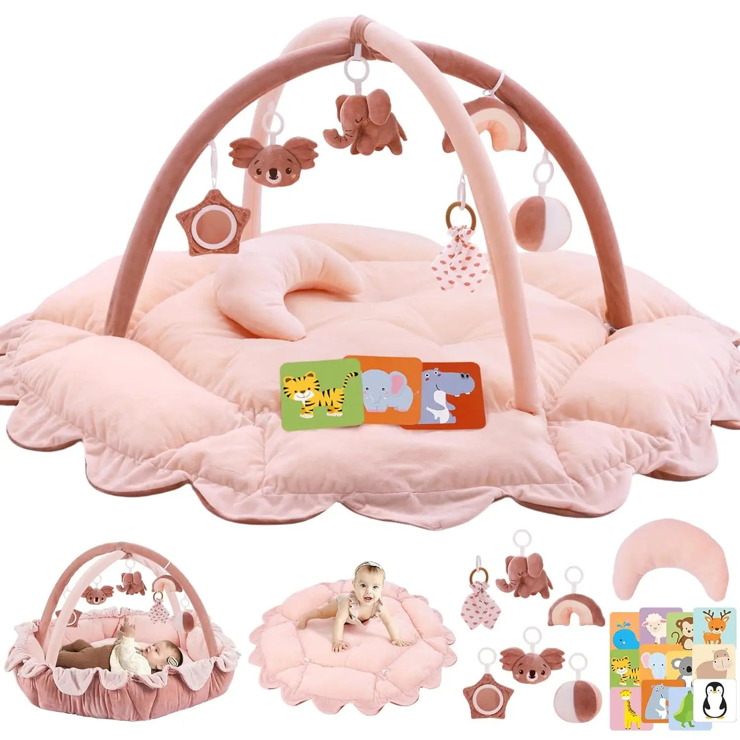 5-in-1 Plush Baby Play Gym with Convertible Mat