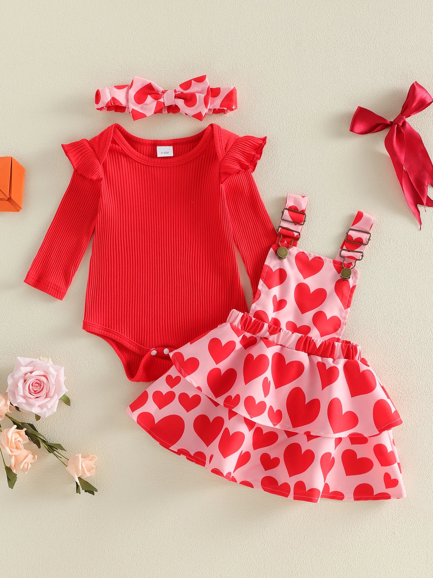 3Pcs Baby Girl Valentine s Day Outfit