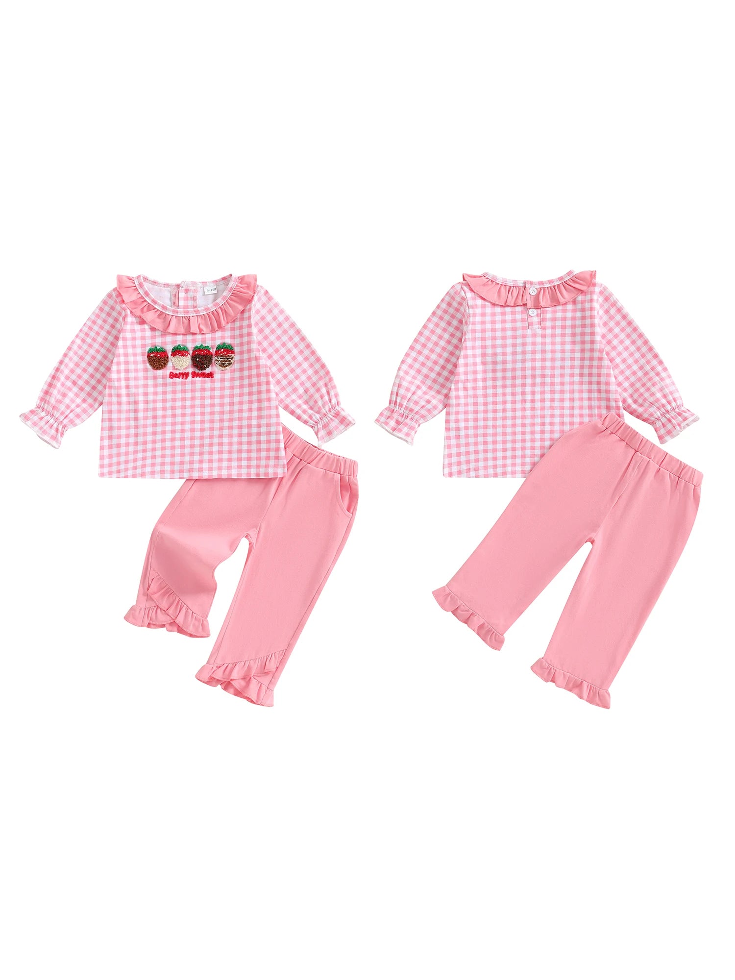 Girl Autumn Clothes Cute Apple Embroidered 2 piece