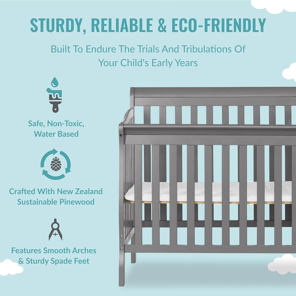 4‑in‑1 Mini Convertible Baby Crib & Changer with Storage