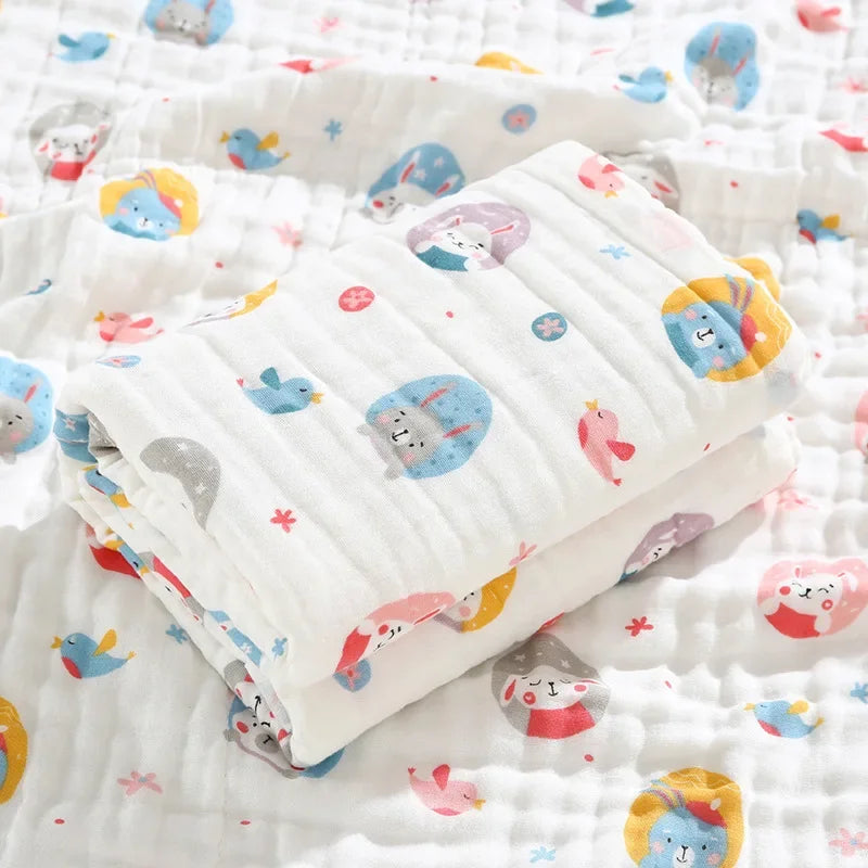 Newborn Printed Cotton Muslin Gauze Swaddle Blanket