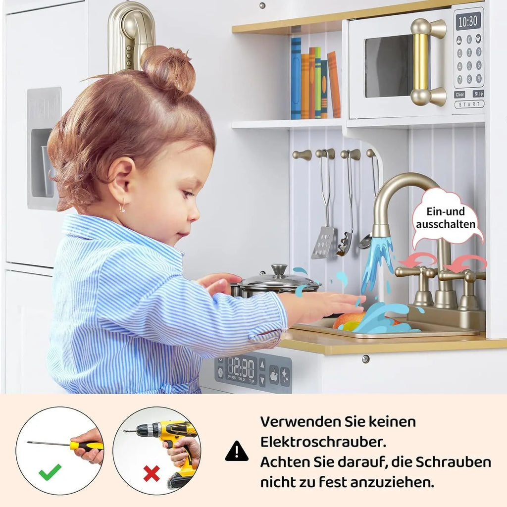 Kids Upright Wooden Kitchen Toy Playset