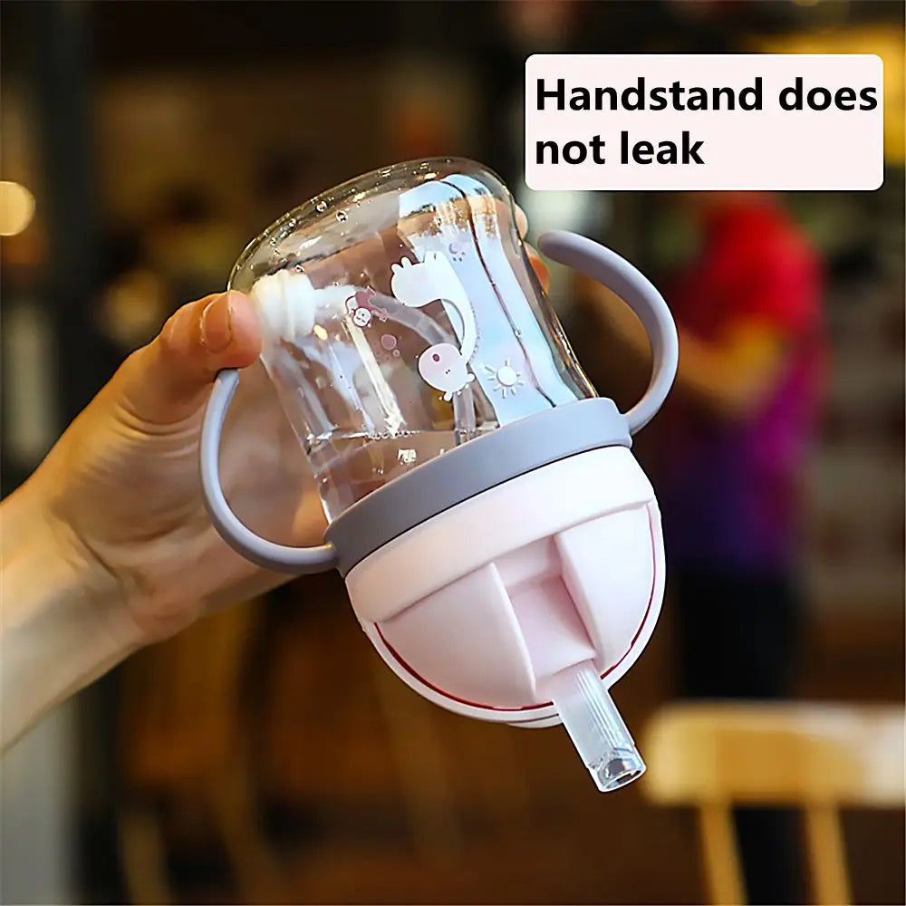 250ML Cartoon Pattern Outdoor Child Drinking Bottle with Straw