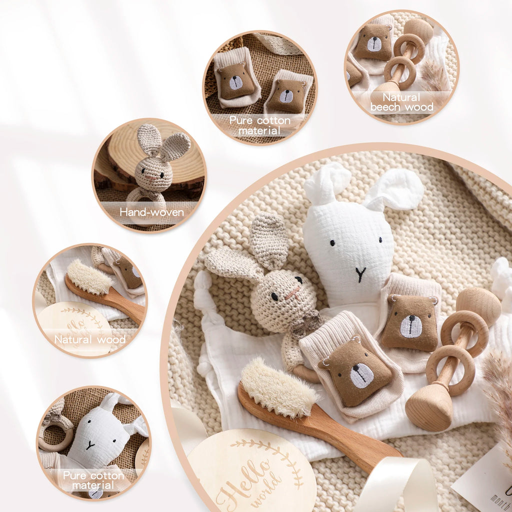 Baby Double Sided Cotton Blanket 7PCS Newborn Bath Set