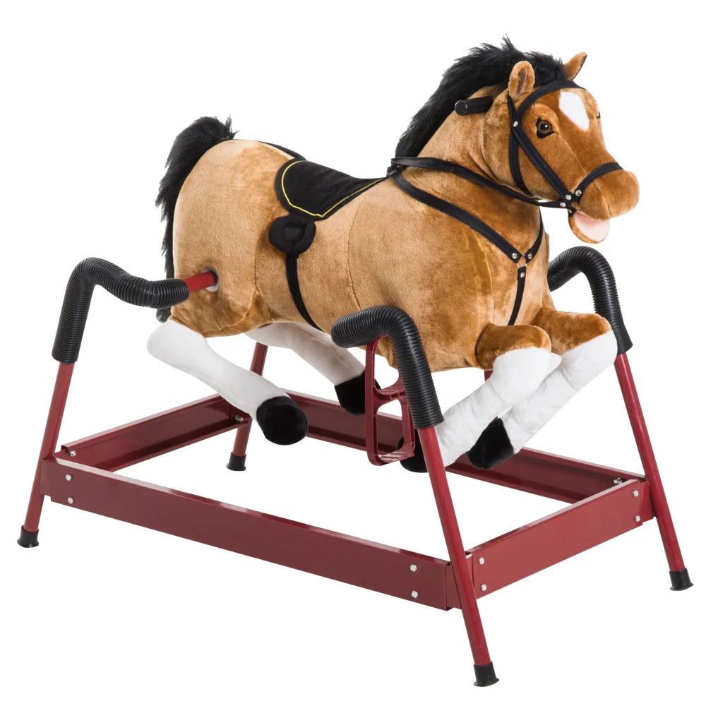 Durable Plush Toddlers Spring Rocking Horse