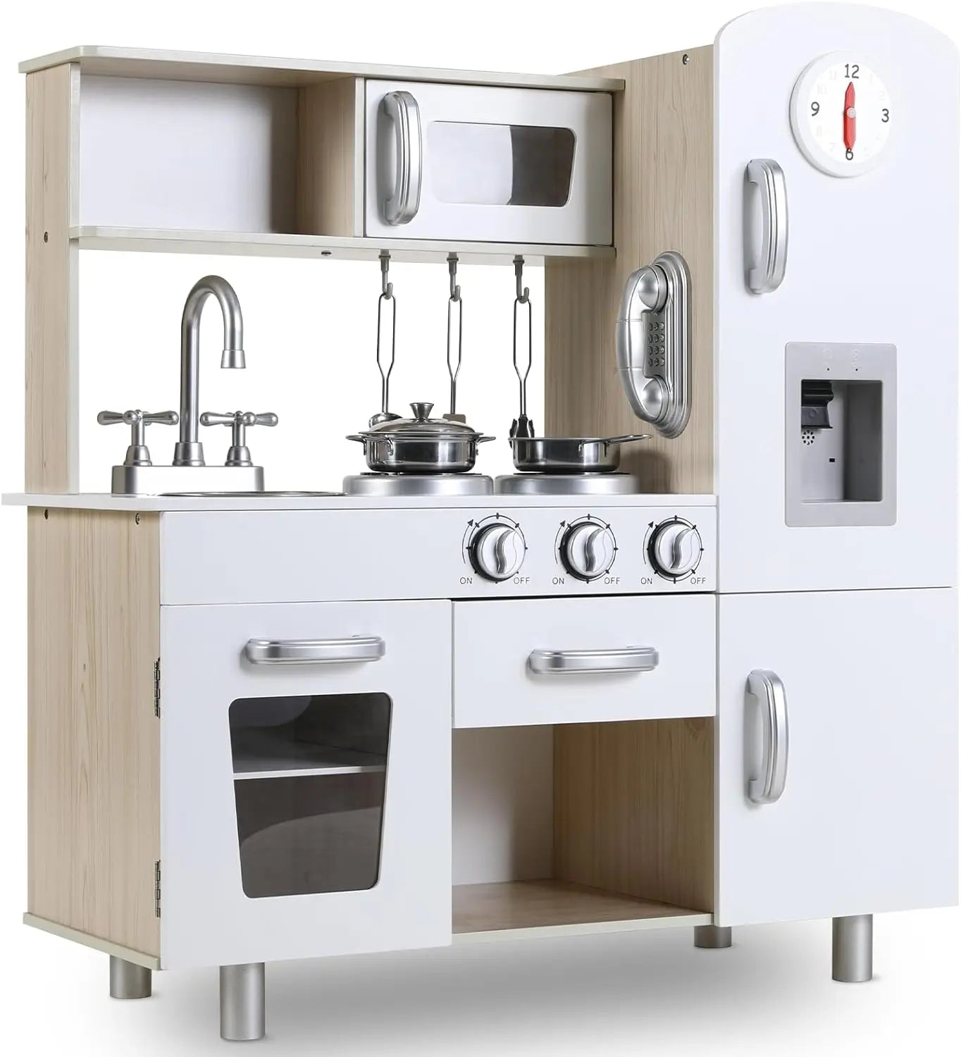 Wooden Play Kitchen Set Pretend Play Kitchen with Lights