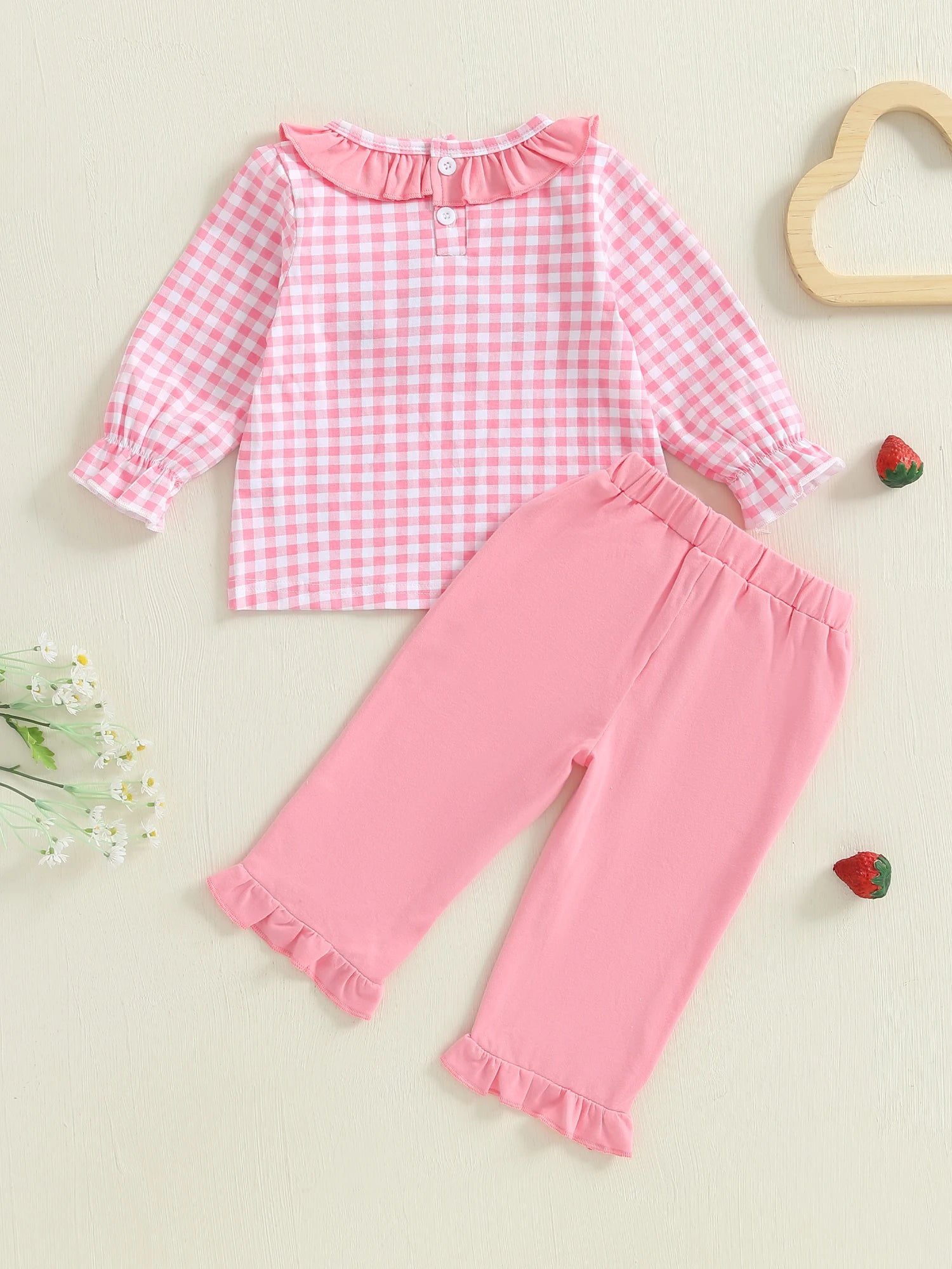 Girl Autumn Clothes Cute Apple Embroidered 2 piece