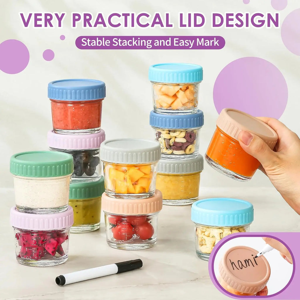 12 Pack Glass Baby Food Storage Containers