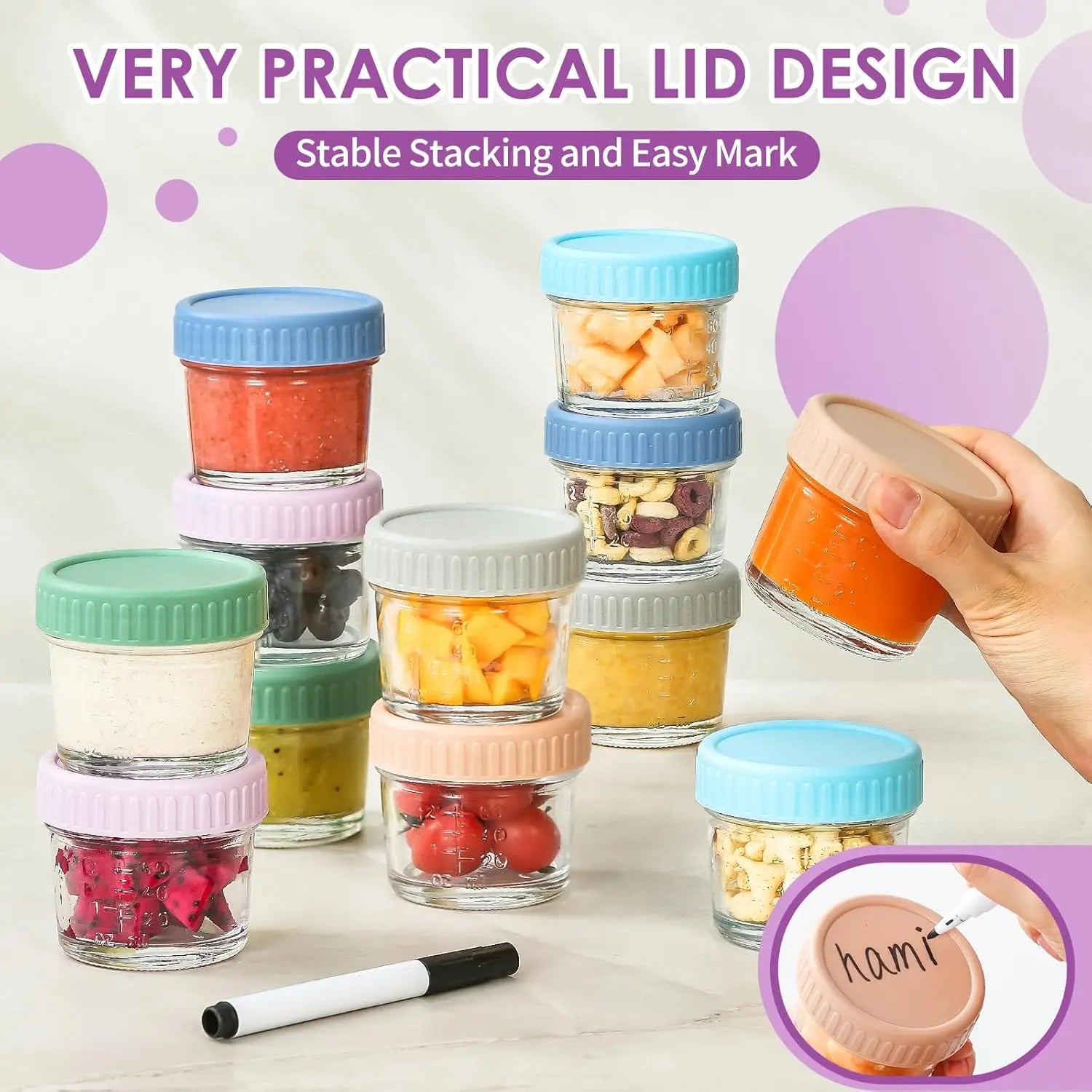 12 Pack Glass Baby Food Storage Containers
