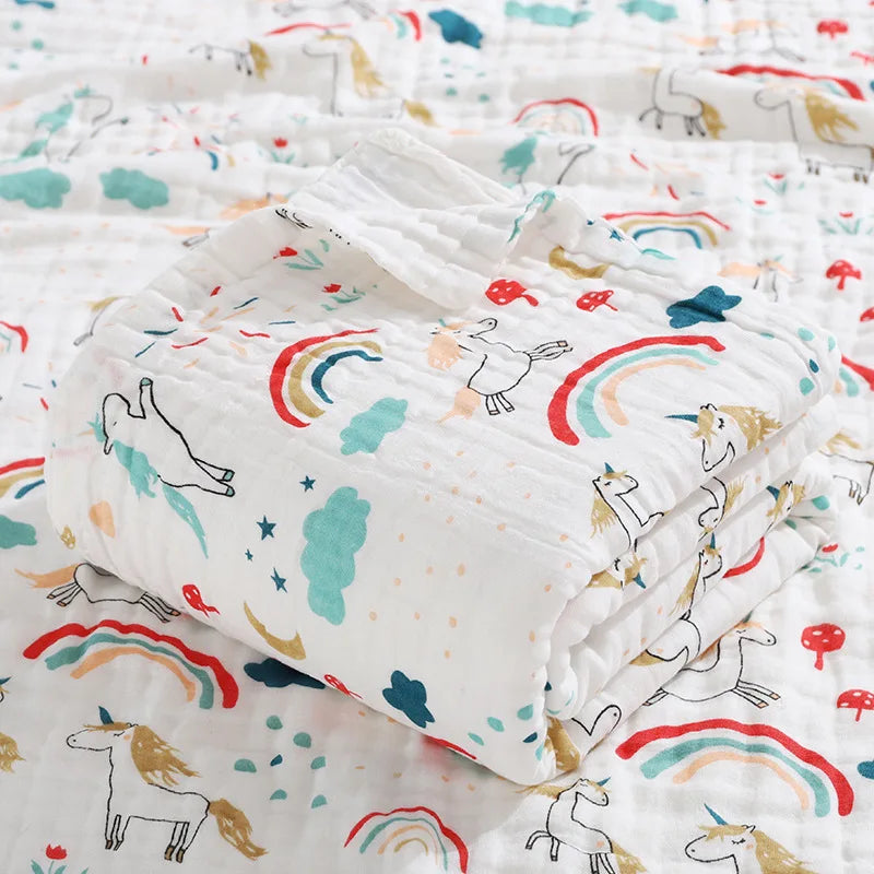 Newborn Printed Cotton Muslin Gauze Swaddle Blanket