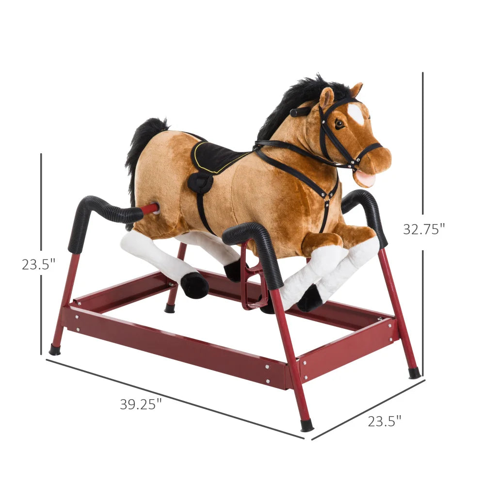 Durable Plush Toddlers Spring Rocking Horse