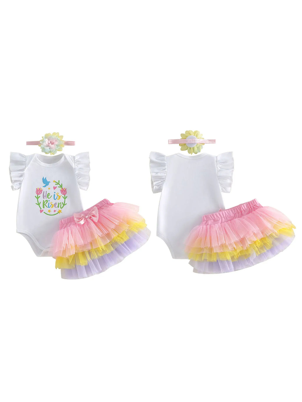Cute Baby Girls Easter Bunny Romper Dress with Matching Headband