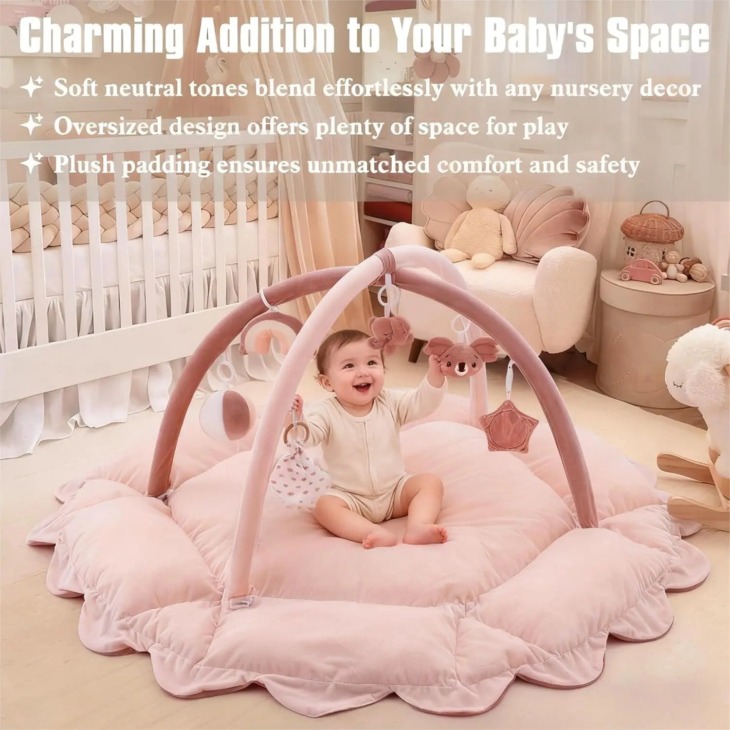 5-in-1 Plush Baby Play Gym with Convertible Mat