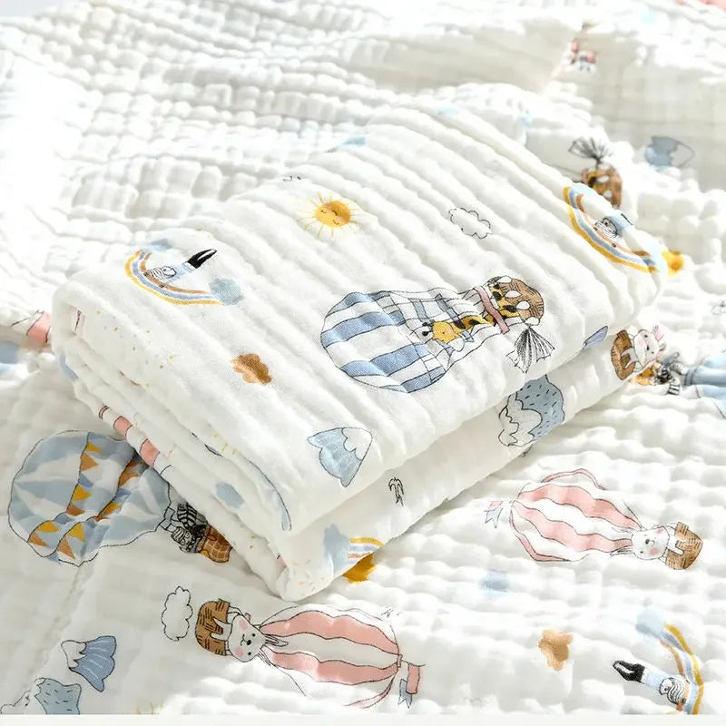 Newborn Printed Cotton Muslin Gauze Swaddle Blanket