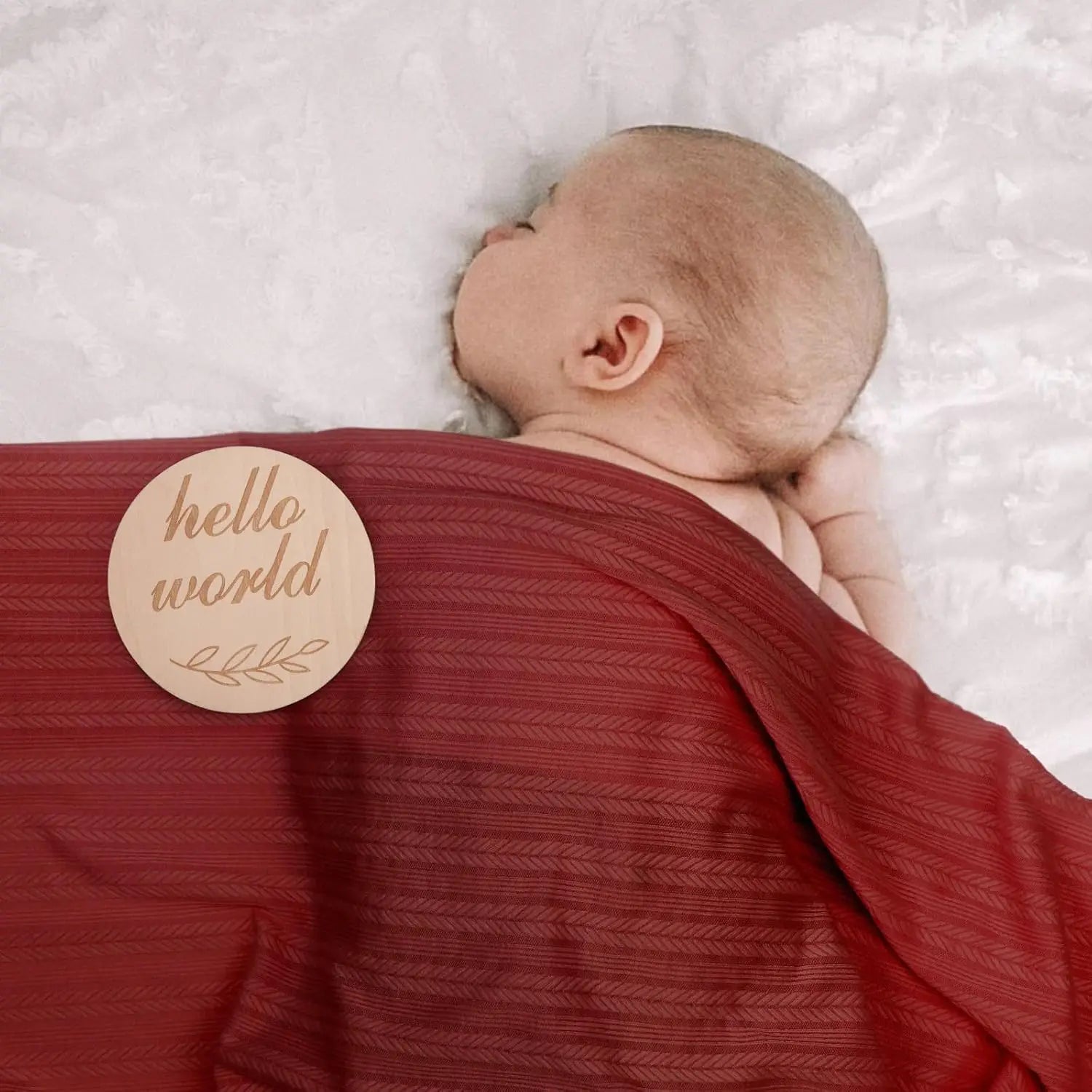 Soft Wheat-Pattern Newborn Swaddle Set with Bow Hat
