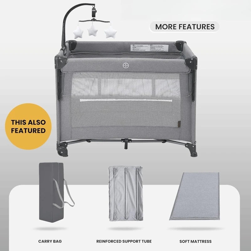 2-in-1 Baby Playard, Pack and Play Bassinet