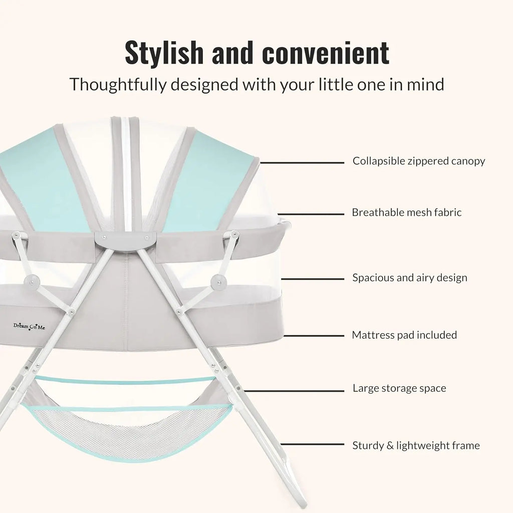 Lightweight Travel Baby Bassinet with Adjustable Canopy